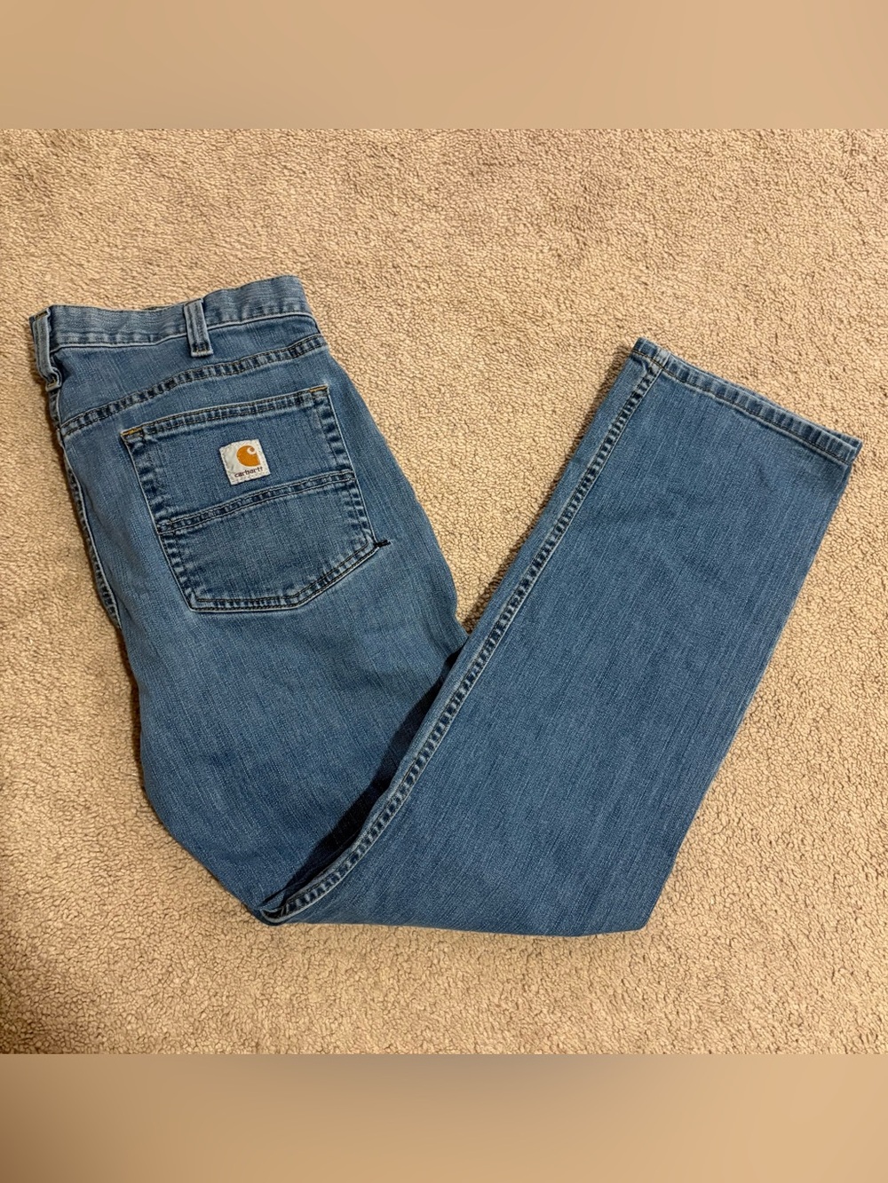 Carhartt Men’s Relaxed Fit Rugged Stretch Work Blue Denim Jeans Size 33x30